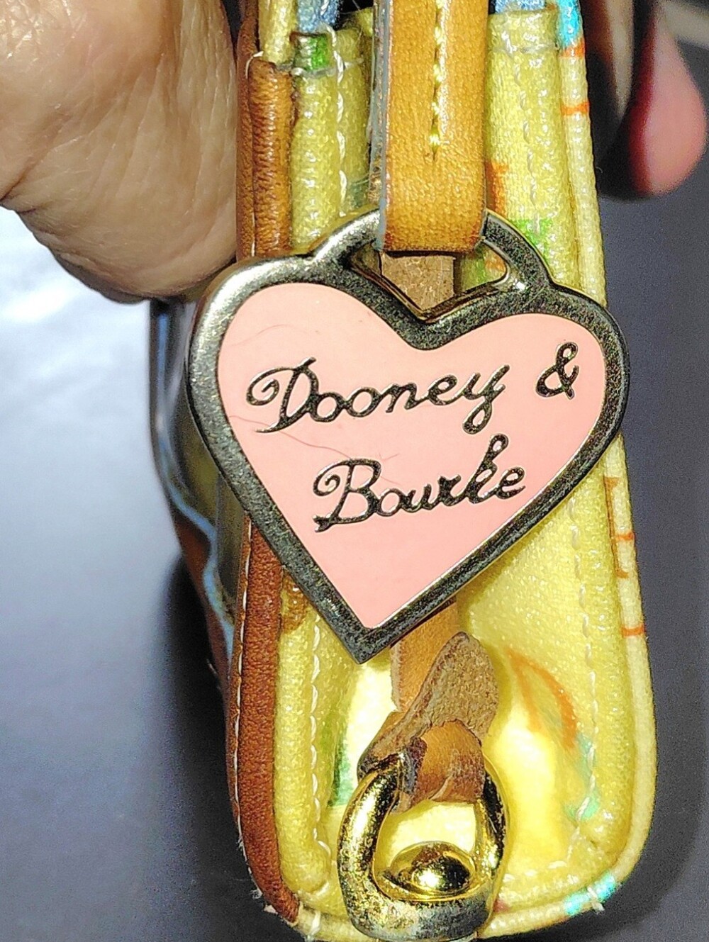 Dooney & Bourke Multicolor Logo Card Wallet Tan Trim Rainbow Zipper, ID Window - Picture 2 of 6